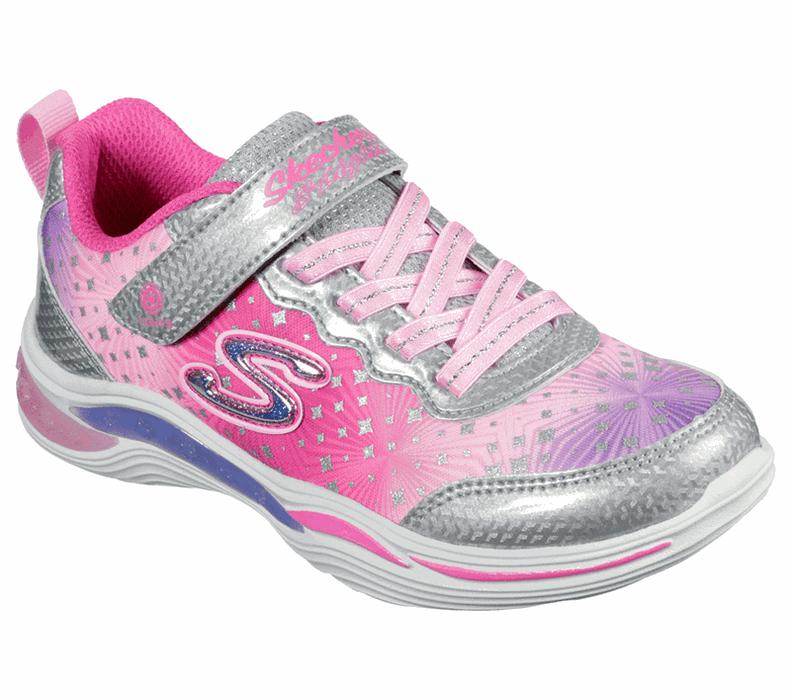 Skechers Flickor Silver/Rosa Sneakers - S Lights: Power Petals - Painted Daisy - Sverige (YQWOM-8142